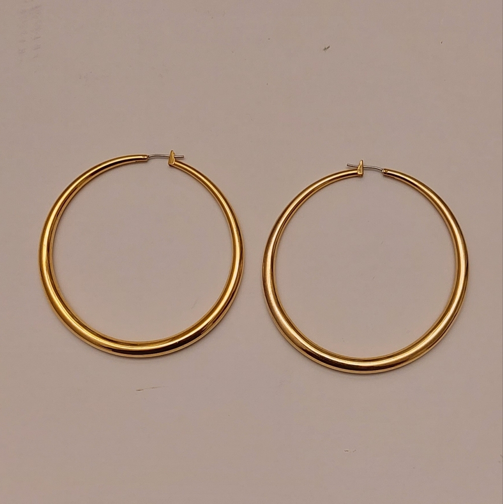 2 Inch Gold Hoops - Picture 2 of 2